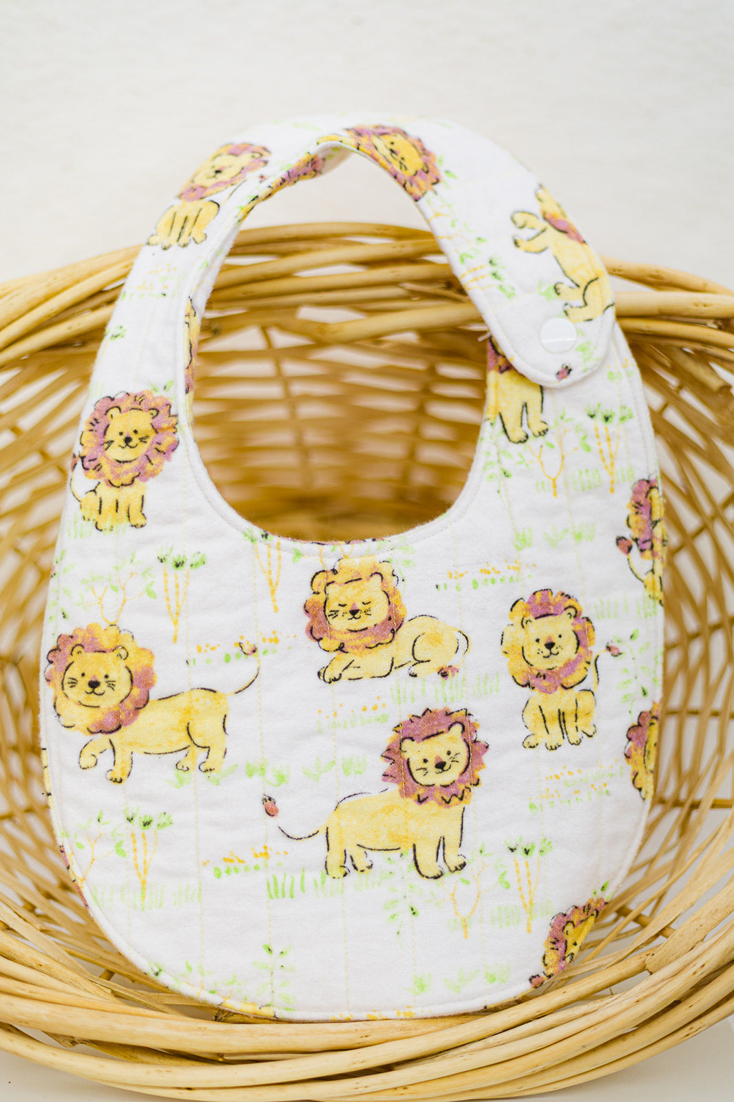 lion flannel quilted baby bib