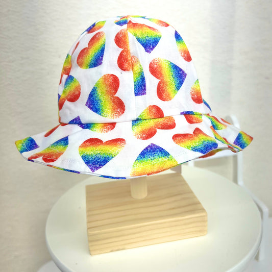 rainbow hearts bucket hat