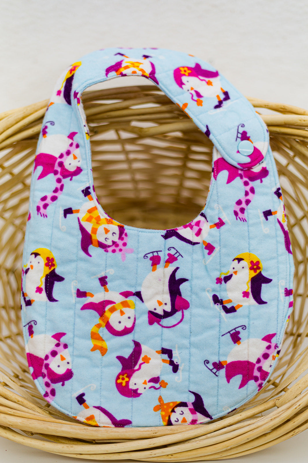 Penguin Flannel Quilted Baby Bib