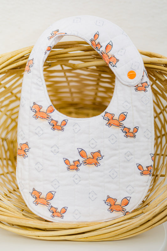 fox flannel quilted baby bib
