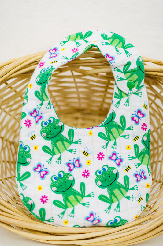 froggy flannel quilted bib